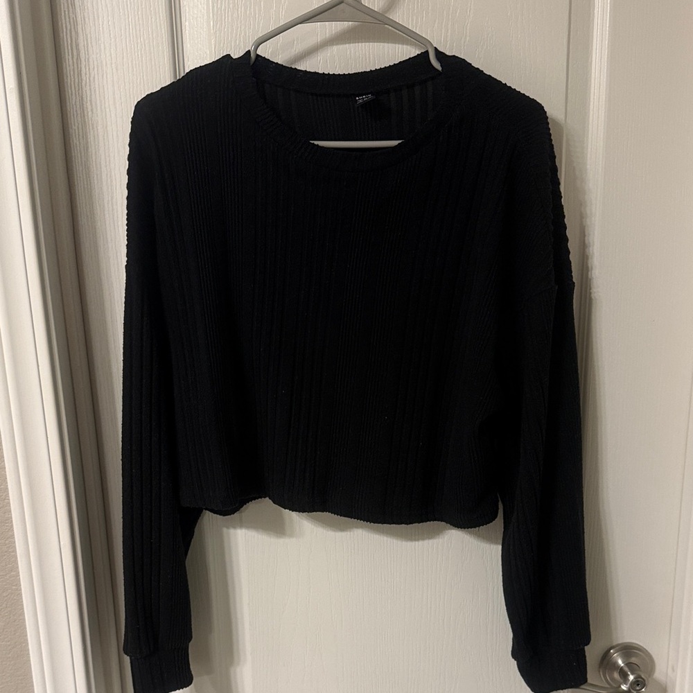SHEIN Black Ribbed Knit Top